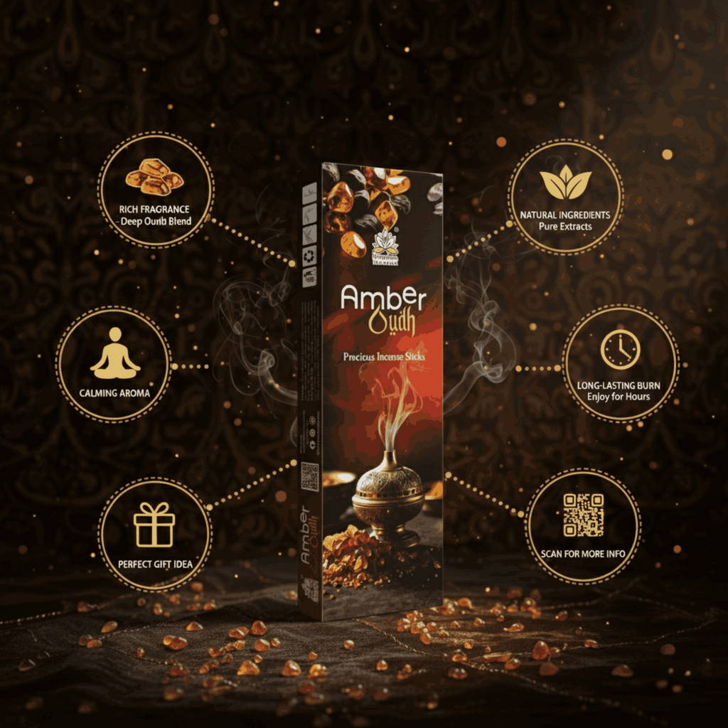 Himalaya Amber Oudh Precious Incense Sticks Luxury Oriental Aroma 50 Grams