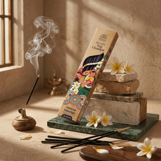 Indian Nag Champa Smudge Incense Sticks – Premium Natural Spiritual Incense, Long Lasting Rich Aroma for Meditation & Home Fragrance - 25G / Box