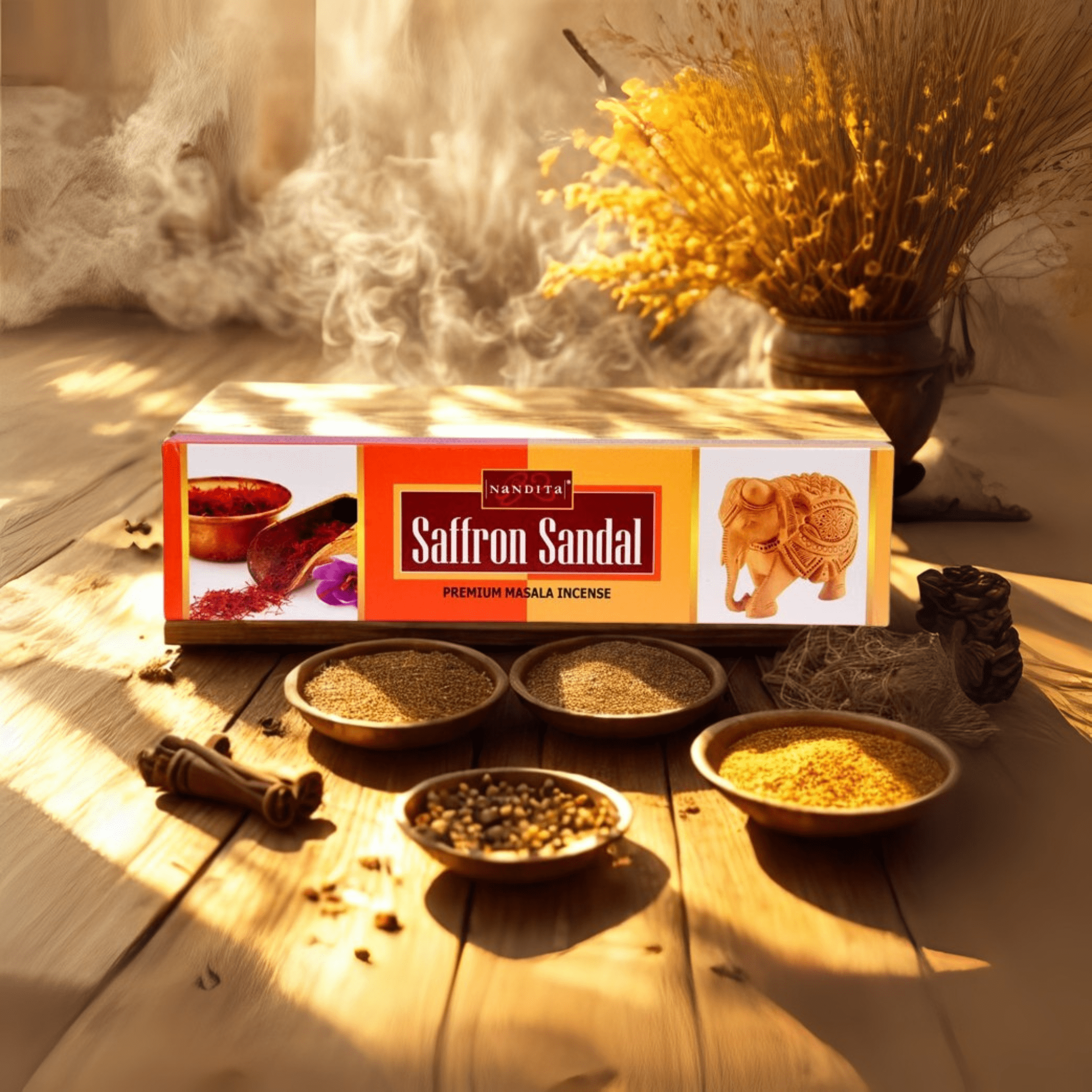Nandita Saffron Sandal Premium Masala Incense (Pack of 3)