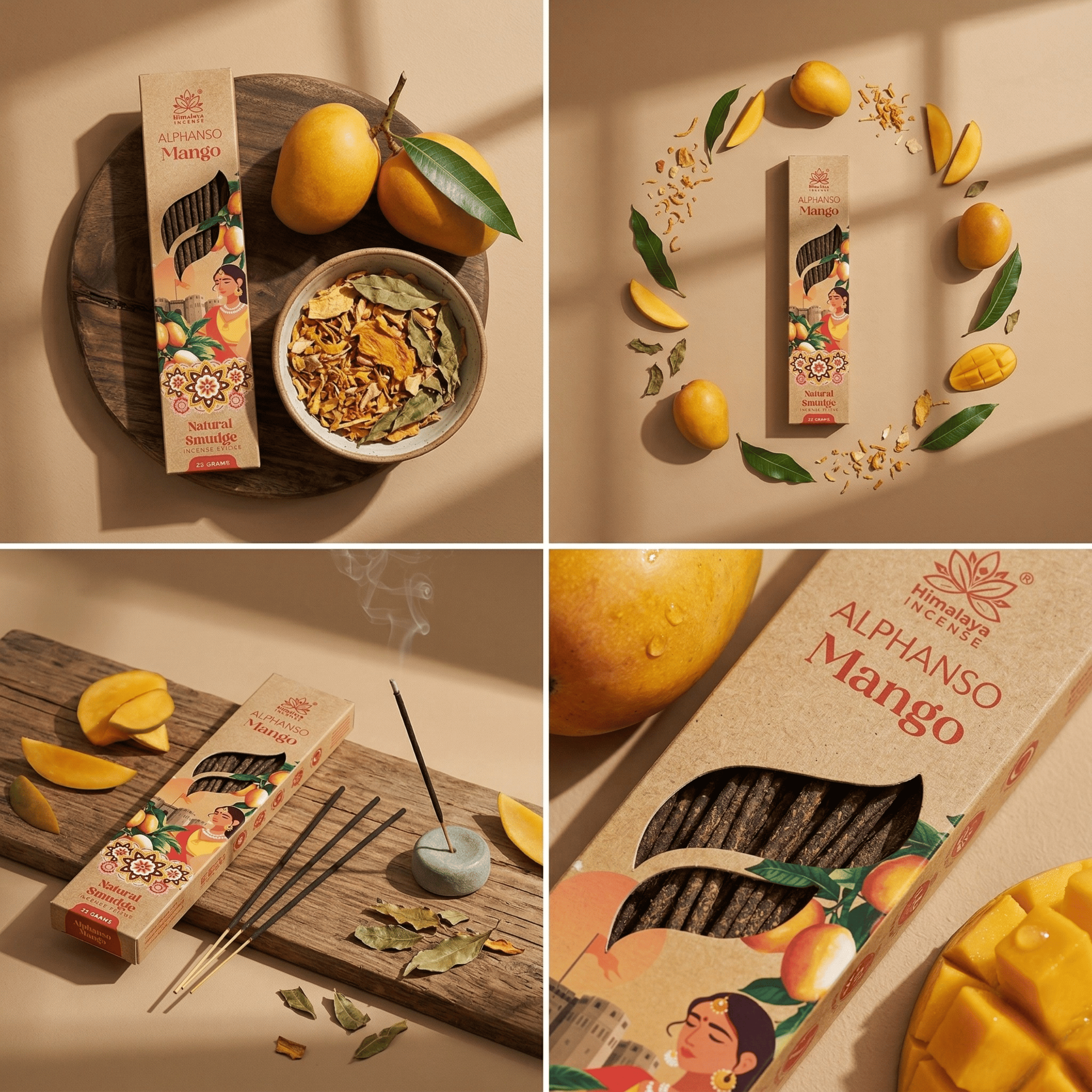 Alphonso Mango Smudge Incense Sticks โ Premium Natural Incense, Long Lasting Luxury Aroma for Home Fragrance - 25G / Box
