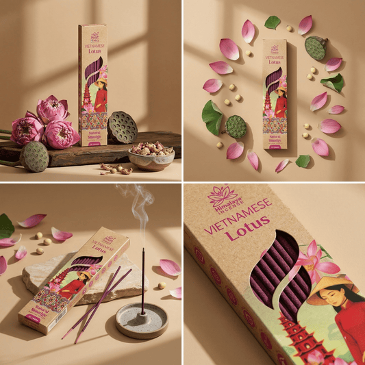Vietnamese Lotus Smudge Incense Sticks – Premium Natural Floral Incense, Long Lasting Peaceful Aroma for Meditation & Home Fragrance - 25G / Box