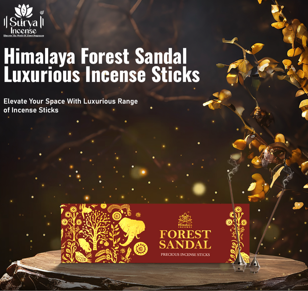 Himalaya Forest Sandal Luxurious Incense Sticks 50 Gms Pack With Metal Incense Sticks Holder