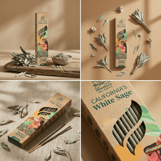 California White Sage Smudge Incense Sticks – Premium Natural Incense, Deep Cleansing Aroma for Meditation & Home Fragrance - 25G / Box