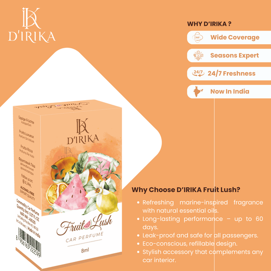 D’irika Fruit Lush Hanging Car Perfume – 8ML Long Lasting Essential Oil Freshener
