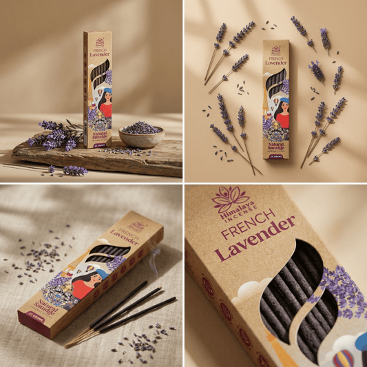 French Lavender Smudge Incense Sticks – Premium Natural Calming Incense, Long Lasting Relaxing Aroma for Home Fragrance - 25G / Box