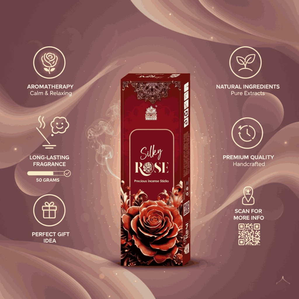 Himalaya Incense Silky Rose Precious Incense Sticks | Luxurious Floral Aroma | 50 Grams