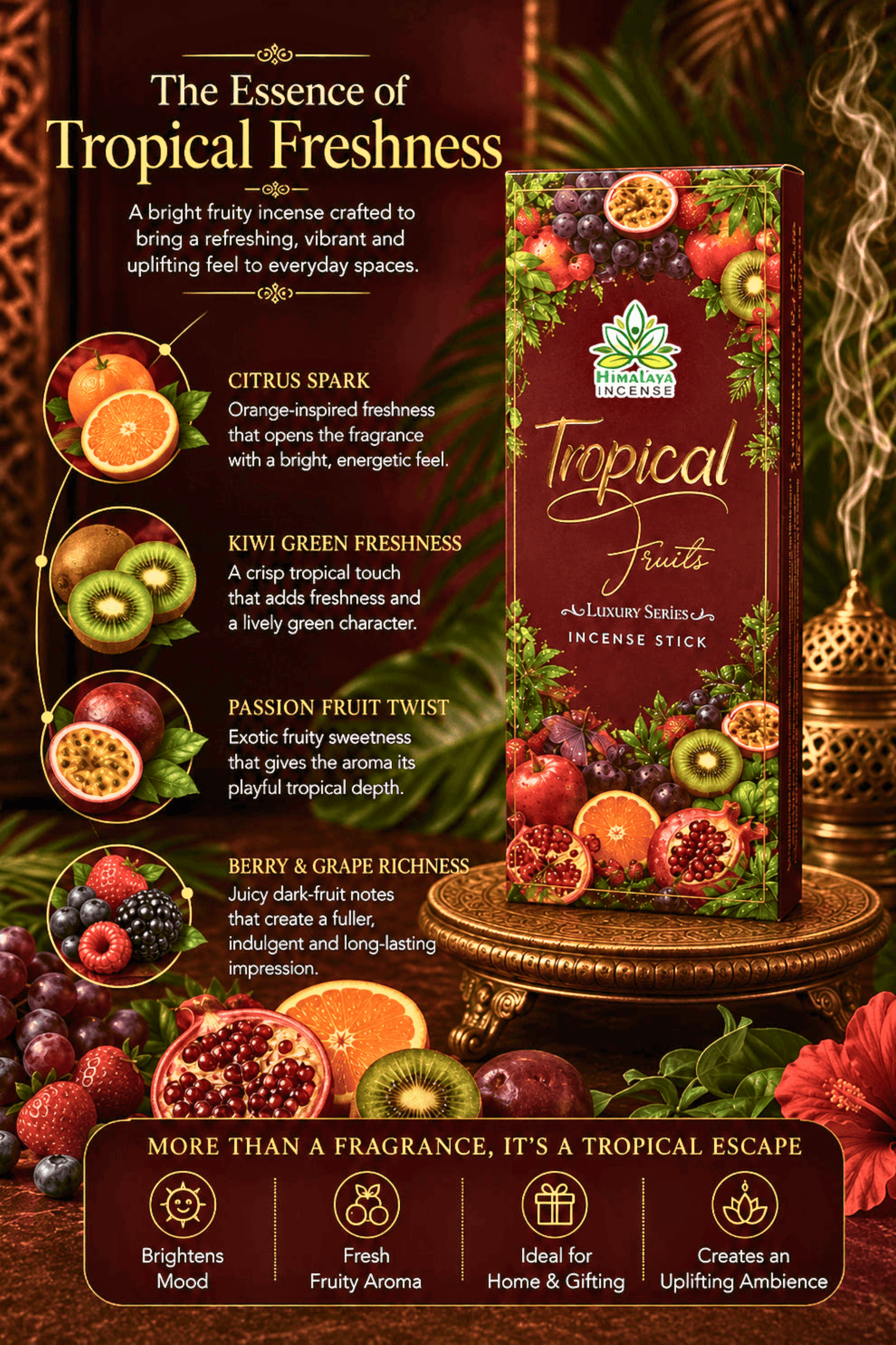 Luxury Incense Sticks Combo Pack – Cannabis, KamaSutra & Tropical Fruits Incense Sticks | Premium Fragrance Collection by Himalaya Incense