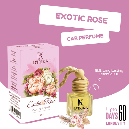 D’irika Exotic Rose Hanging Car Perfume – 8ML Long Lasting Essential Oil Freshener