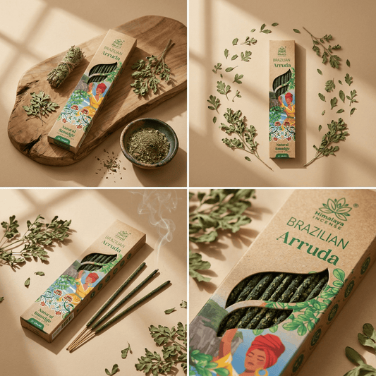 Brazilian Arruda Smudge Incense Sticks – Premium Natural Herbal Incense, Long Lasting Fresh Aroma for Home Fragrance - 25G / Box