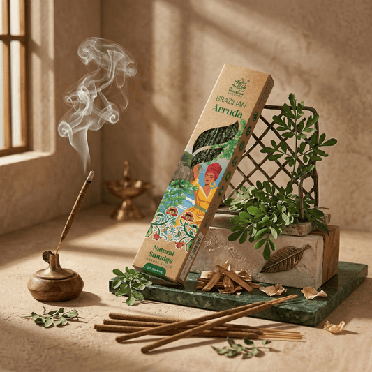 Brazilian Arruda Smudge Incense Sticks – Premium Natural Herbal Incense, Long Lasting Fresh Aroma for Home Fragrance - 25G / Box
