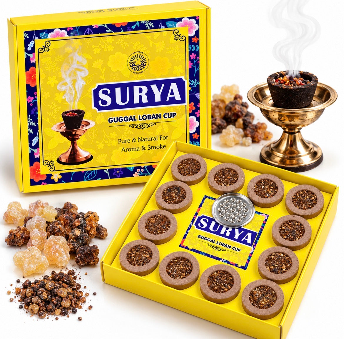 Surya Guggal Loban Cups for Pooja & Home Fragrance