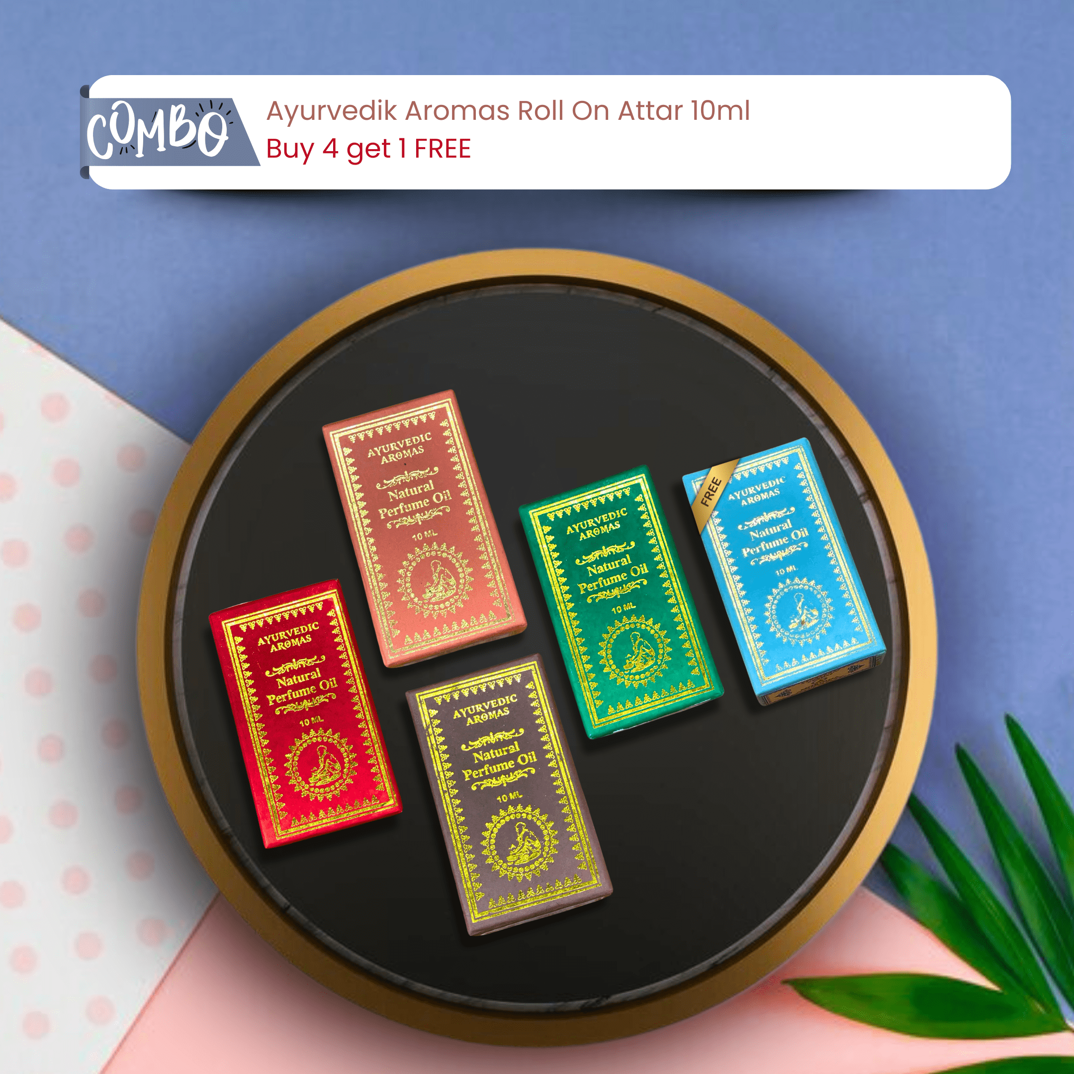 Premium Attar Roll-On Perfume Combo (10ml Each) - Buy 4 Get 1 Free