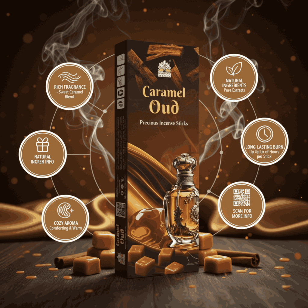 Himalaya Caramel Oud Precious Incense Sticks Luxury Sweet & Woody Aroma 50 Grams