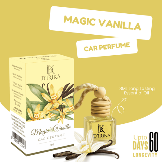 D’IRIKA Magic Vanilla Hanging Car Perfume – 8ML Long Lasting Essential Oil Freshener