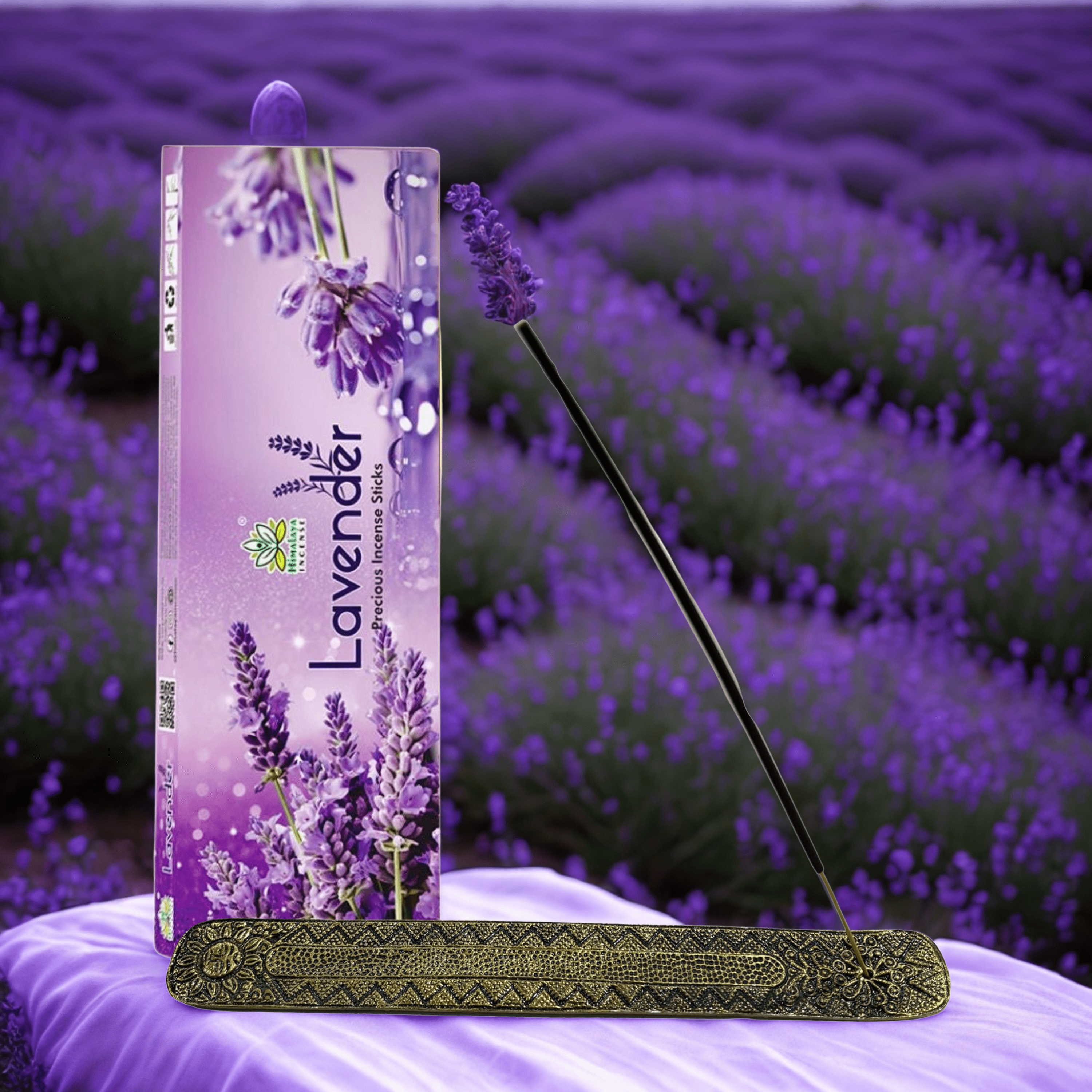 Himalaya Lavender Luxurious Incense Sticks 50Gms / Pack With Metal Incense Sticks Holder