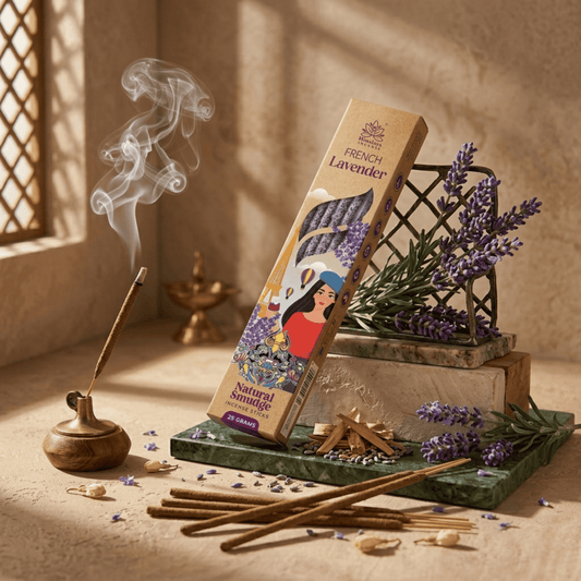 French Lavender Smudge Incense Sticks – Premium Natural Calming Incense, Long Lasting Relaxing Aroma for Home Fragrance - 25G / Box