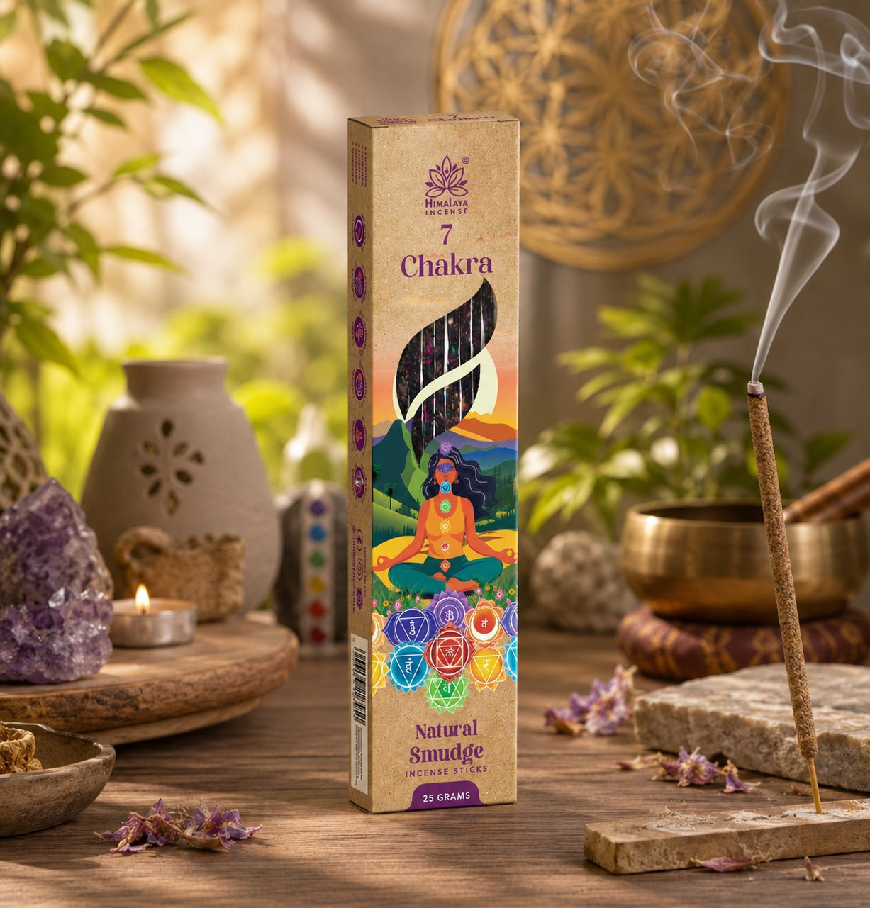 Himalaya 7 Chakra Natural Smudge Incense Sticks – Meditation, Energy Cleansing & Spiritual Aromatherapy | 25g