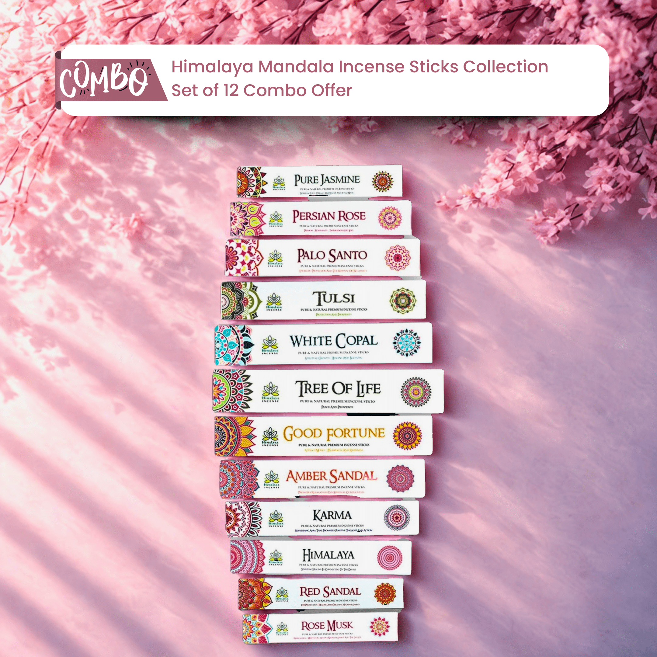 Himalaya Mandala Incense Sticks Collection Set of 12 Combo Offer