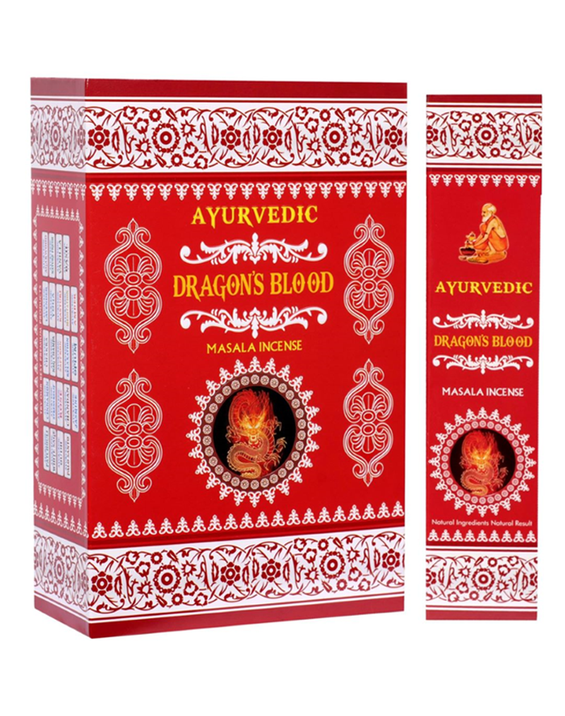 Ayurvedic Dragon’s Blood Masala Incense Sticks - 12 Packs x 15 Sticks Each