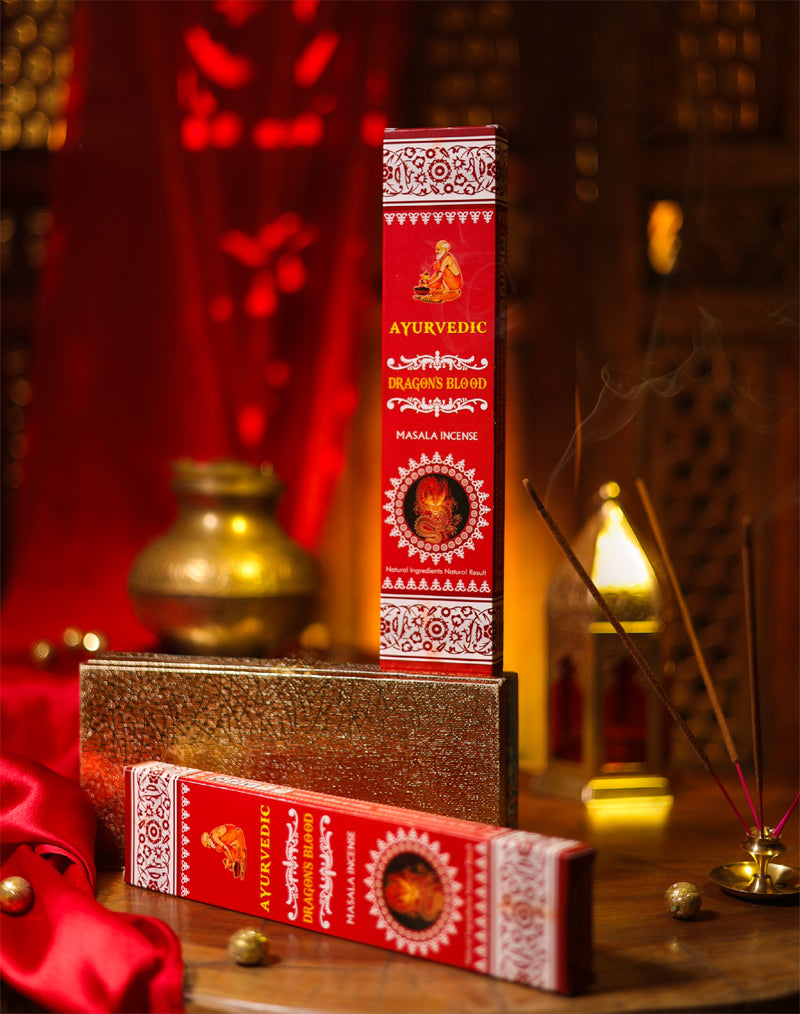 Ayurvedic Dragon’s Blood Masala Incense Sticks - 12 Packs x 15 Sticks Each