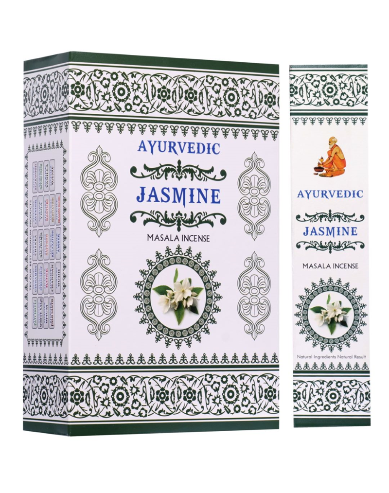 Ayurvedic Jasmine Masala Incense Sticks - 12 Packs x 15 Sticks Each