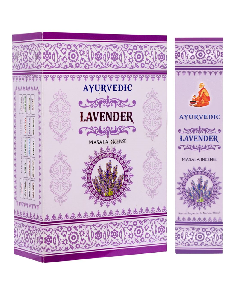 Ayurvedic Lavender Masala Incense Sticks - 12 Packs x 15 Sticks Each