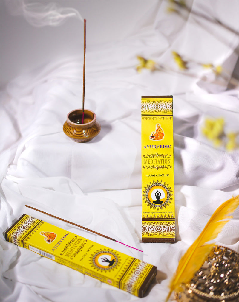 Ayurvedic Meditation Masala Incense Sticks - 12 Packs x 15 Sticks Each
