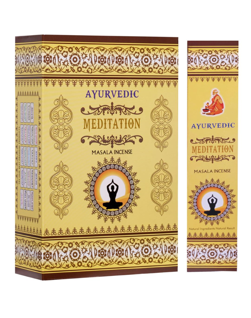 Ayurvedic Meditation Masala Incense Sticks - 12 Packs x 15 Sticks Each