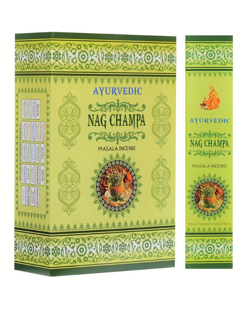 Ayurvedic Nag Champa Masala Incense Sticks - 12 Packs x 15 Sticks Each