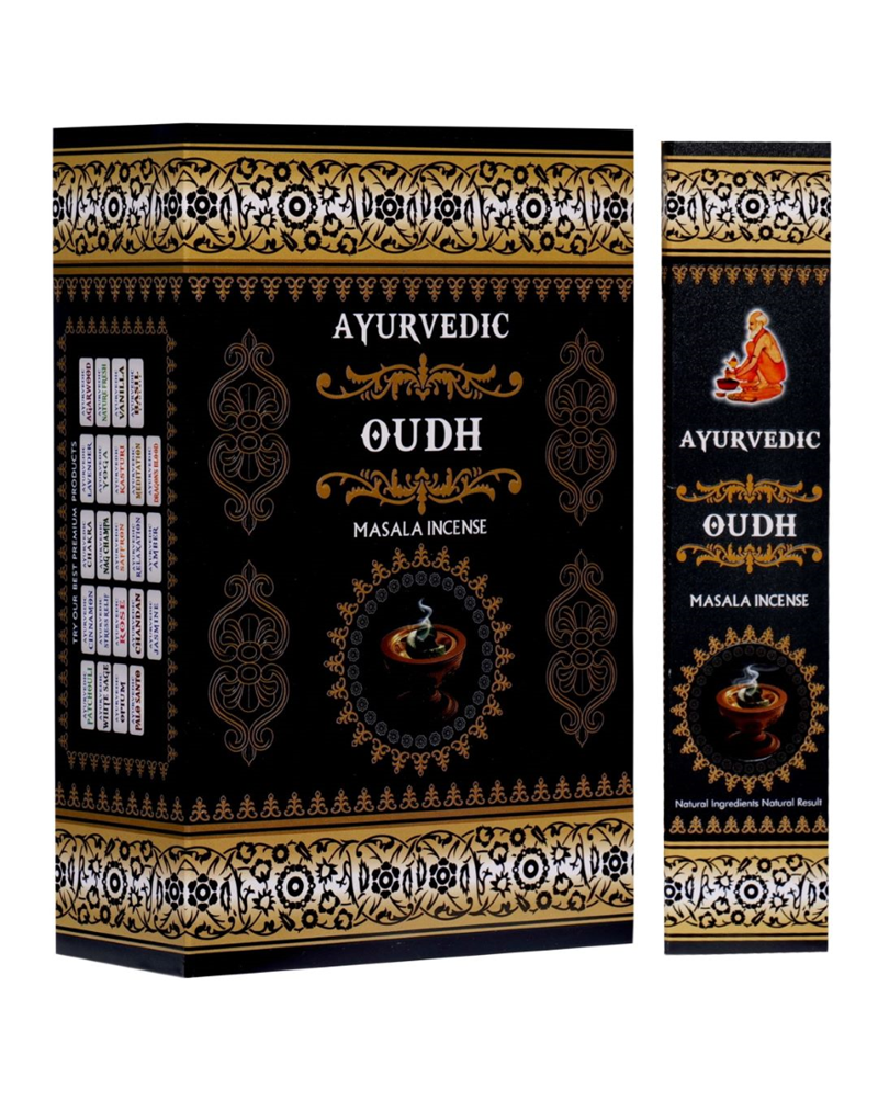 Ayurvedic Oudh Masala Incense Sticks - 12 Packs x 15 Sticks Each