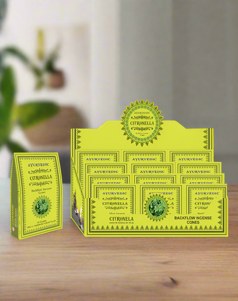 Ayurvedic Citronella Backflow Cones - 12 Packs x 10 Cones Each