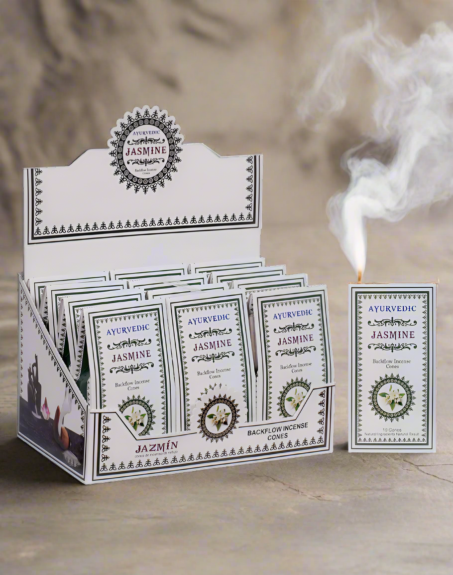 Ayurvedic Jasmine Backflow Cones - 12 Packs x 10 Cones Each