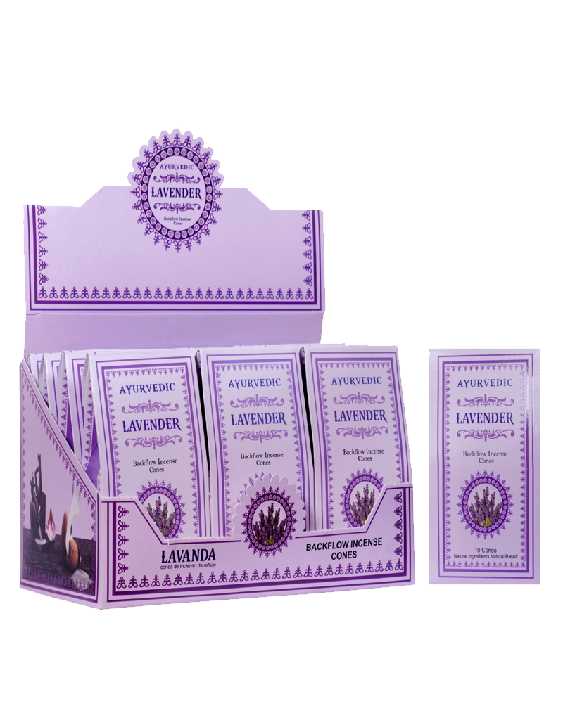 Ayurvedic Lavender Backflow Cones - 12 Packs x 10 Cones Each