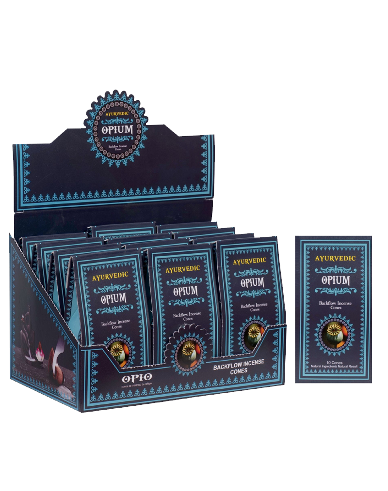 Ayurvedic Opium Backflow Cones - 12 Packs x 10 Cones Each