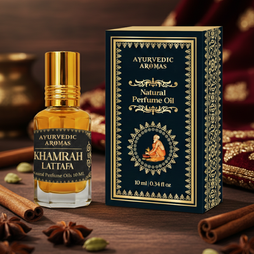 Ayurvedic Aromas Khamrah Lattafa Attar – Warm Spicy Luxury Perfume Oil (Alcohol-Free, Long Lasting 10ml)