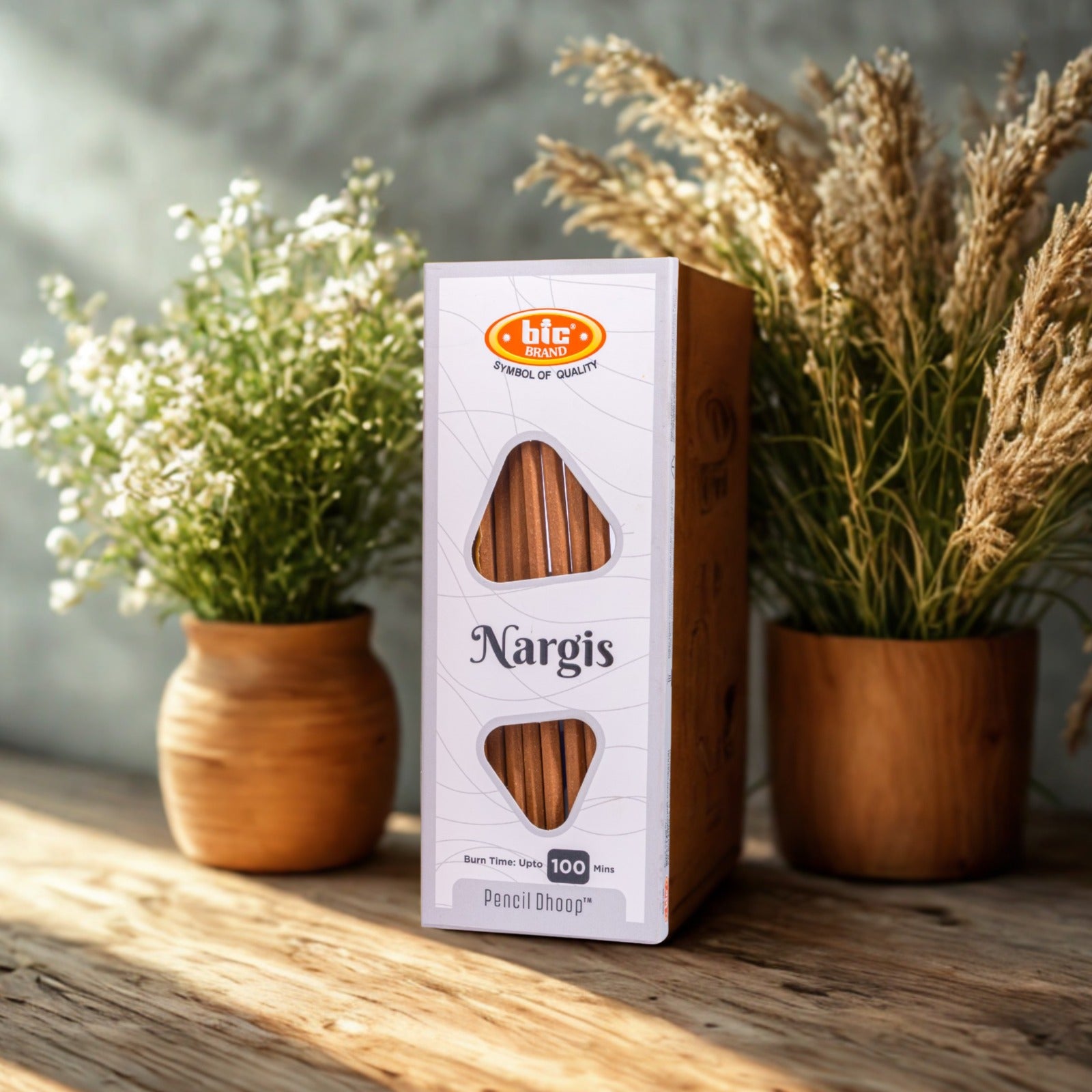 BIC Nargis Pencil Dhoop – 100-Minute Burn | Divine Floral Incense for Spiritual Upliftment, Aromatherapy & Mood Balance - Pack of 3