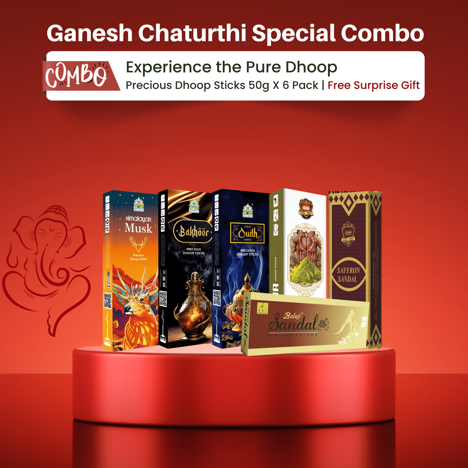 Experience the Pure Dhoop – 6 Divine Fragrance Dhoop Sticks Combo for Meditation, Prayer & Positivity