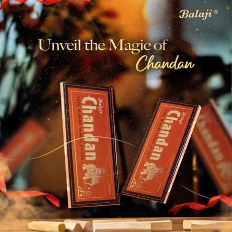 Balaji Chandan Pure Natural Agarbatti Stick for Premium Pure Chandan Fragrance Incense Sticks - 25 Sticks Pack