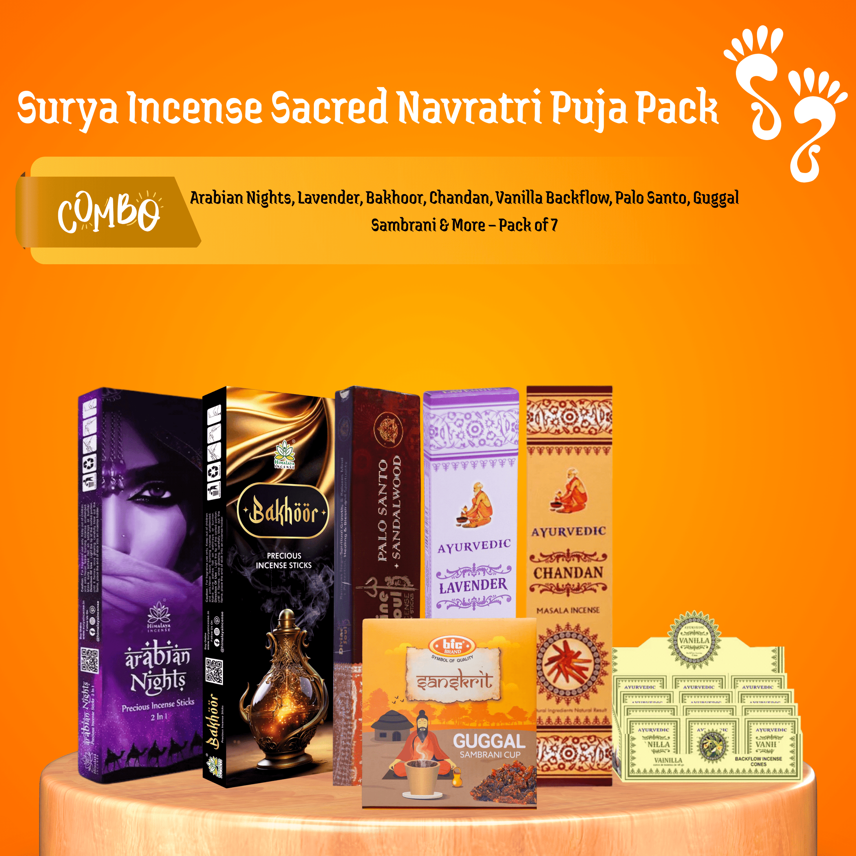 Sacred Navratri Puja Pack – Premium Fragrance Combo for Puja, Meditation - Pack of 7