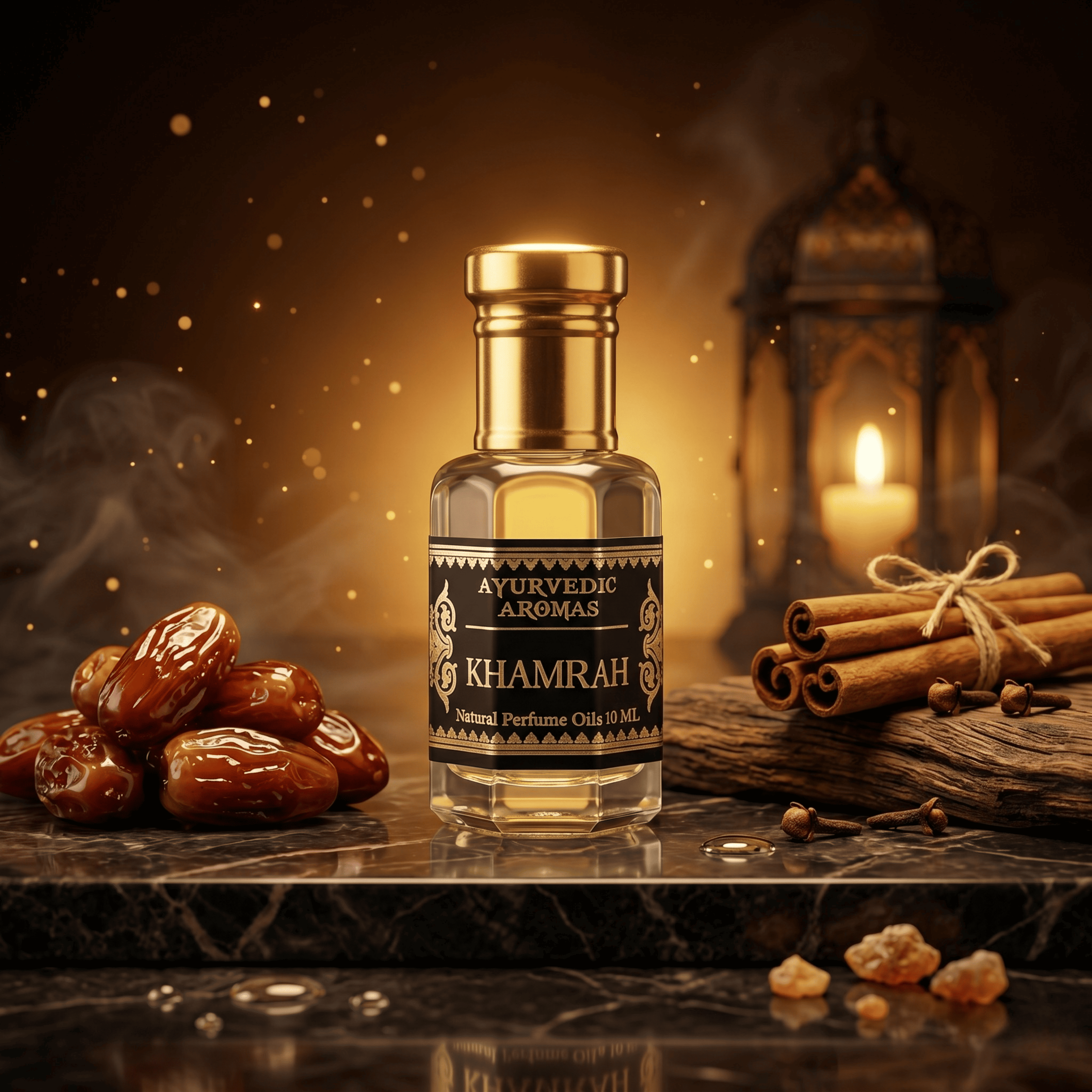 Ayurvedic Khamrah Attar – Premium Alcohol-Free Perfume Oil, Long Lasting Sweet Spicy Gourmand Fragrance with Vanilla, Dates & Oud for Men & Women – 10ml
