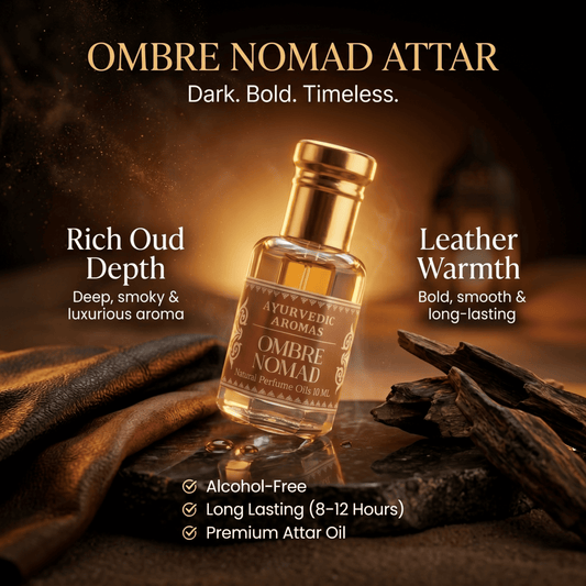 Ayurvedic Ombre Nomad Attar – Premium Alcohol-Free Perfume Oil, Long Lasting Oud Leather Fragrance Inspired by Luxury Arabic Perfumes for Men & Women – 10ml