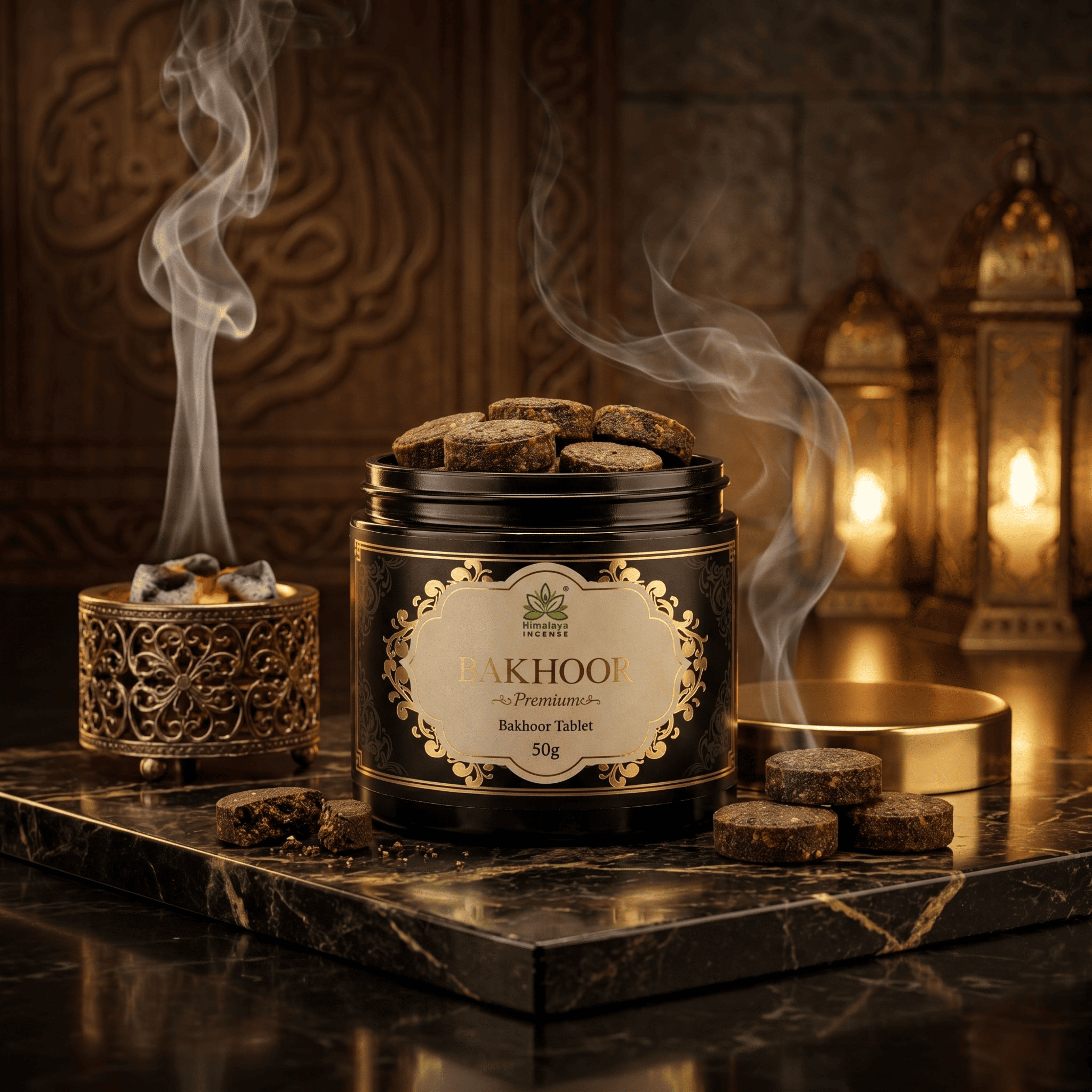 Himalaya Premium Bakhoor Tablets  – Natural Arabic Incense, Long Lasting Oud Bakhoor for Home Fragrance, Prayer & Luxury Ambience – Rich Smoky Attar Aroma - 50g