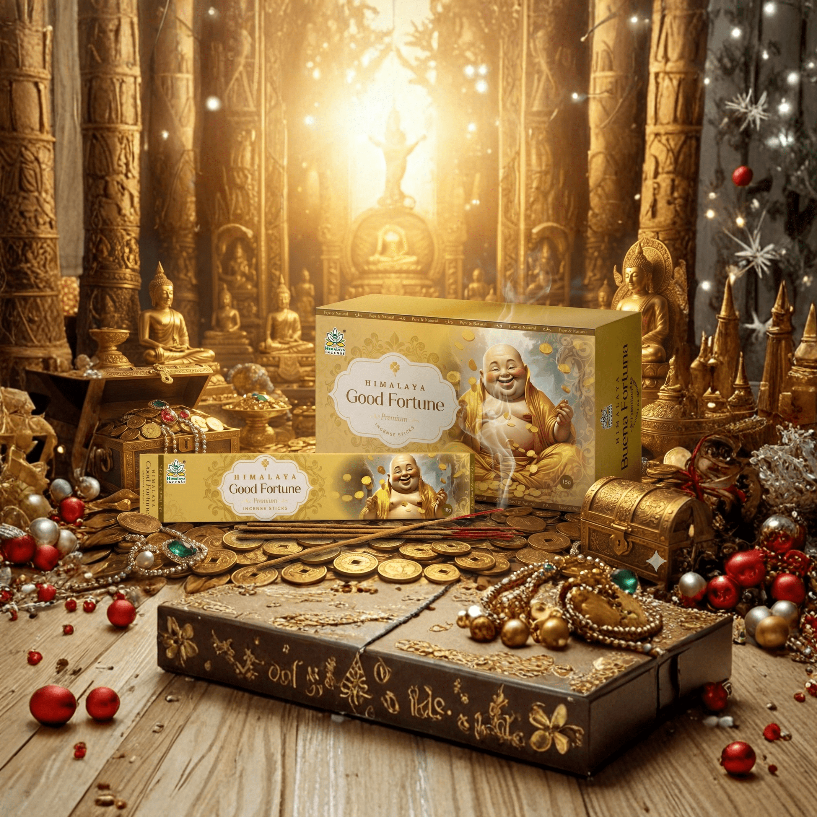 Himalaya Good Fortune Premium Incense Sticks | Prosperity & Positivity Aroma | Natural Masala Fragrance Blend - 15G x 12 Pack = 180G