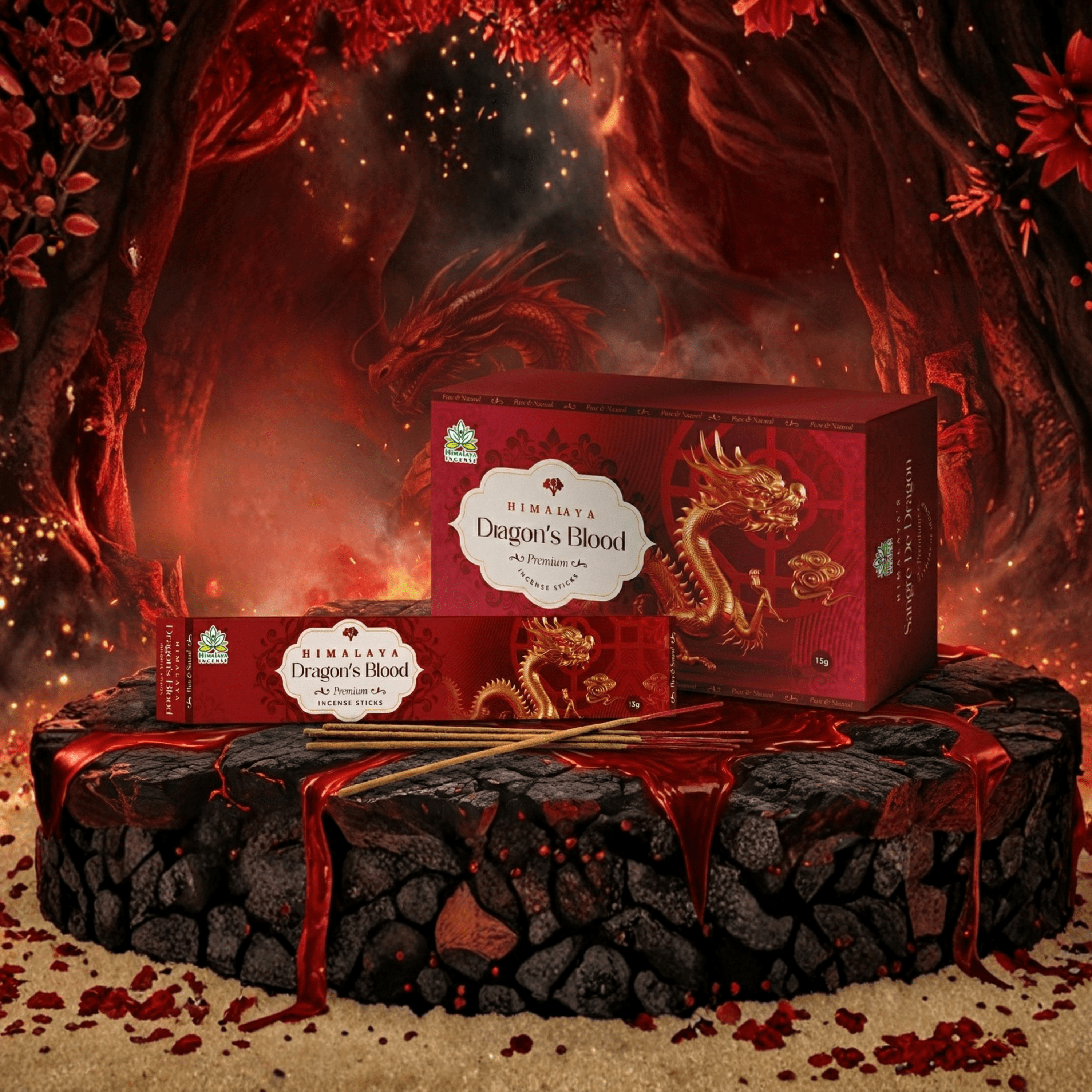 Himalaya Dragon’s Blood Premium Incense Sticks | Powerful Resin Aroma | Purification, Protection & Energy Cleansing  - 15G x 12 Pack = 180G