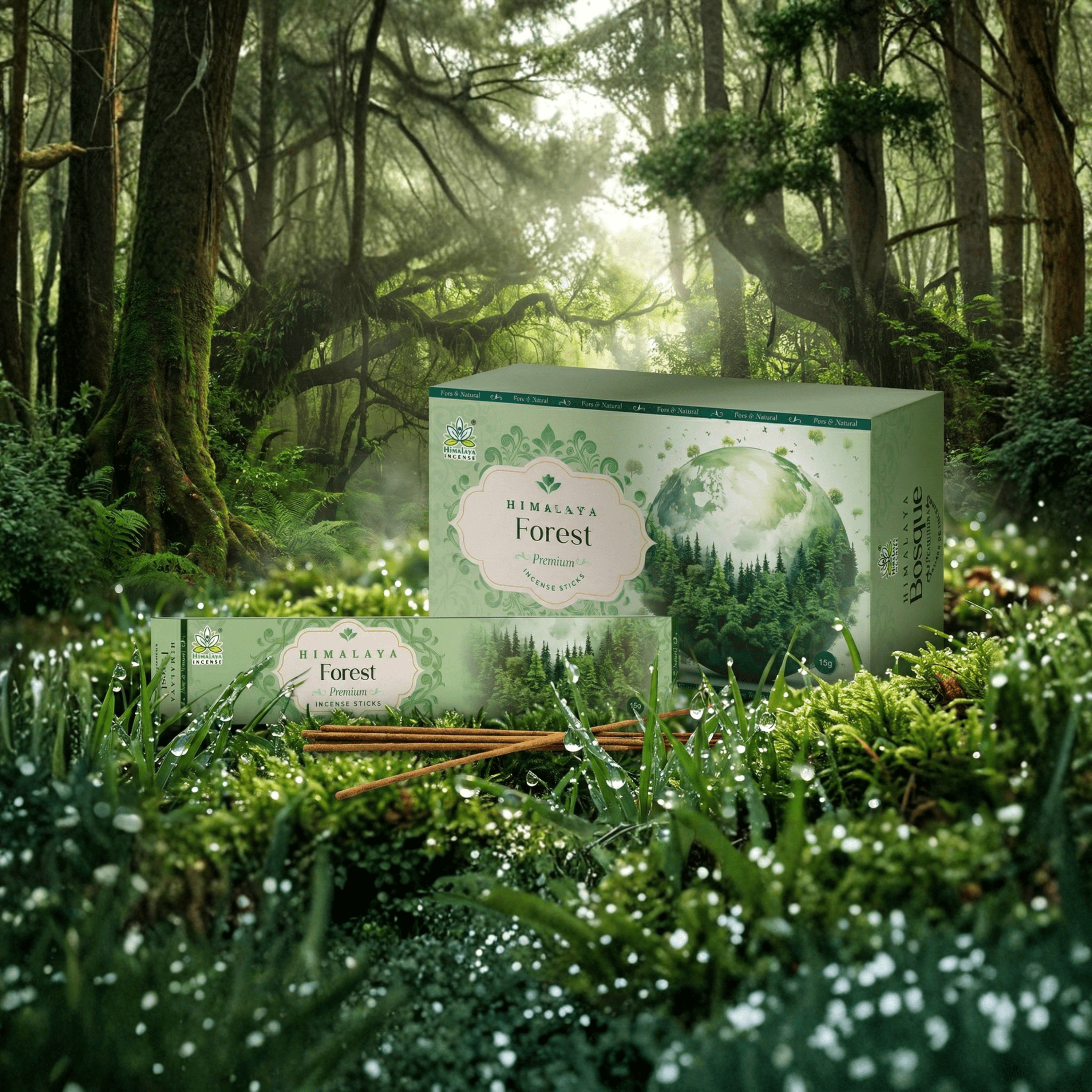 Himalaya Forest Premium Natural Masala Incense Sticks | Fresh Green Earthy Aroma | Nature-Inspired Air Purifying Fragrance - 15G x 12 Pack = 180G