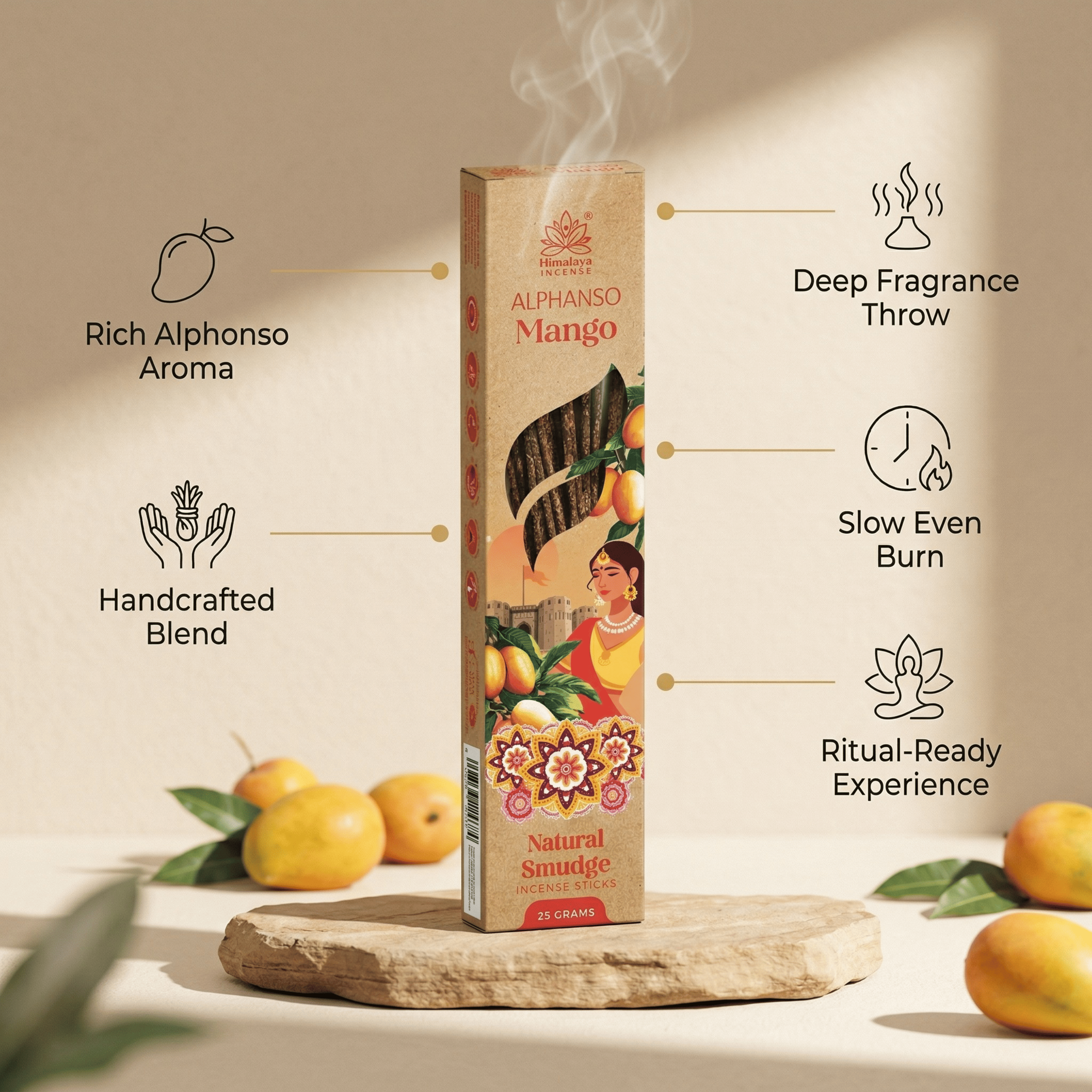 Premium Smudge Incense Sticks Combo Pack (5 Fragrances) – Natural, Long Lasting, Luxury Aromatherapy Incense Sticks for Meditation, Relaxation & Home Fragrance