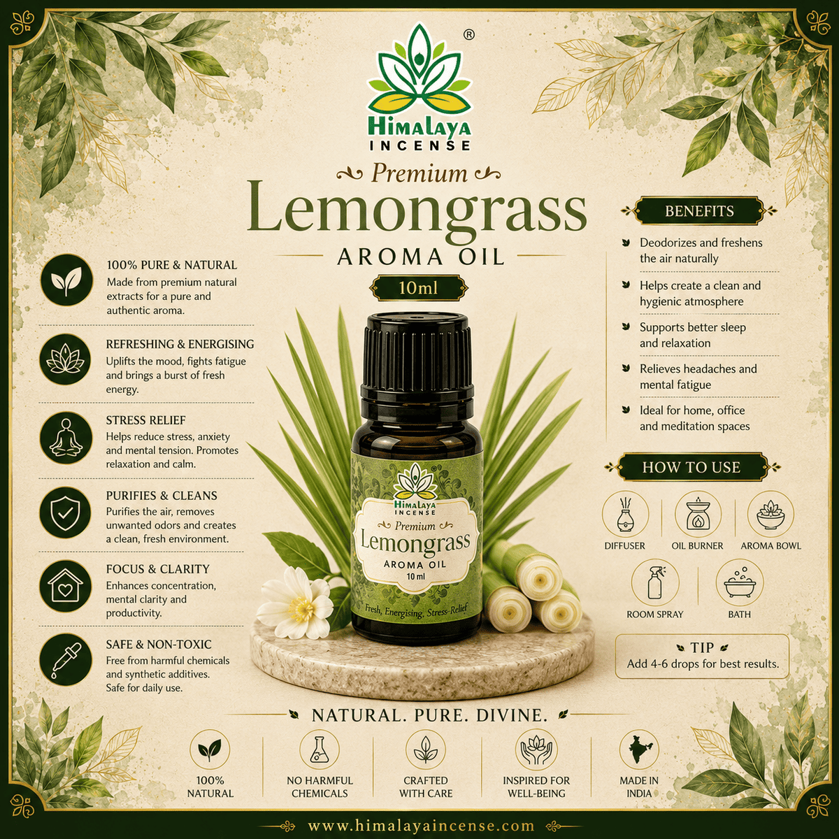 Himalaya Lemon Grass Aroma Oil 10ml