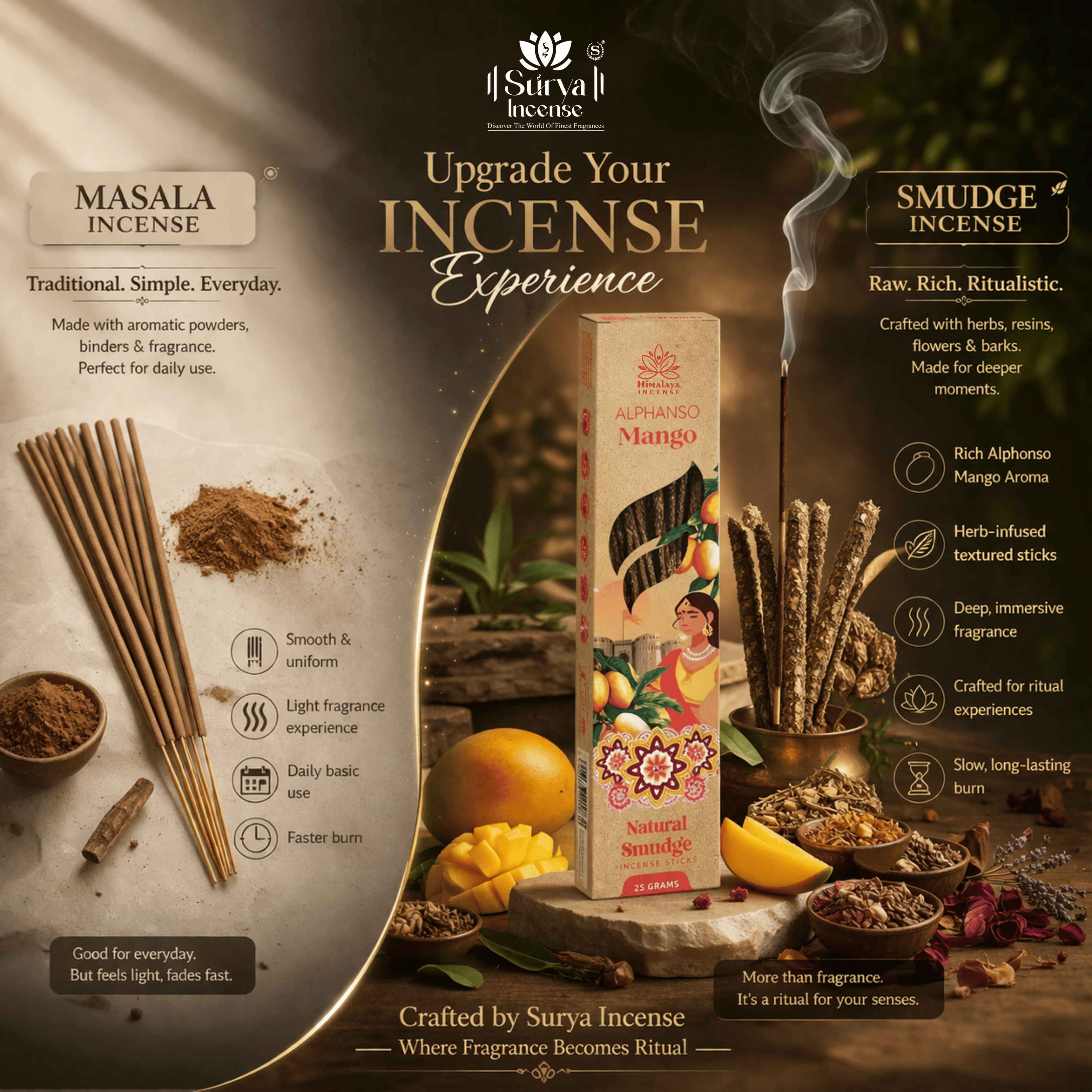 Indian Sandalwood Smudge Incense Sticks – Premium Natural Sandal Incense, Long Lasting Woody Aroma for Meditation & Home Fragrance - 25G / Box