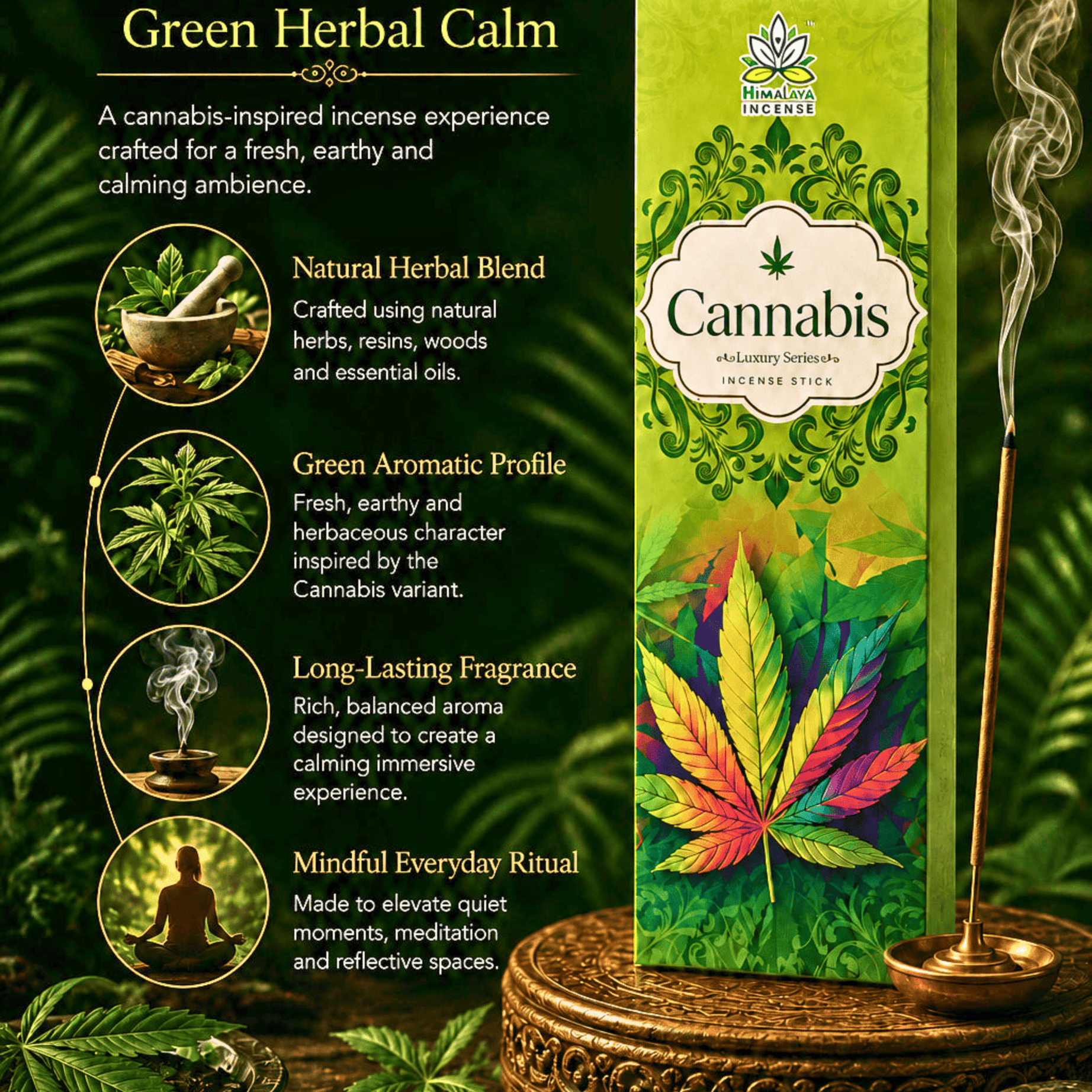 Luxury Incense Sticks Combo Pack – Cannabis, KamaSutra & Tropical Fruits Incense Sticks | Premium Fragrance Collection by Himalaya Incense
