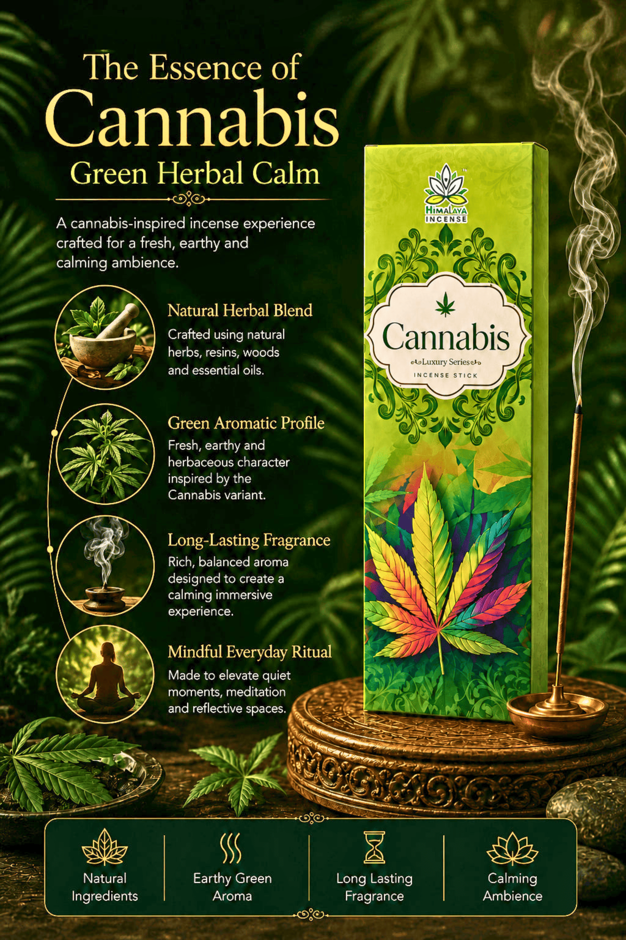 Luxury Incense Sticks Combo Pack – Cannabis, KamaSutra & Tropical Fruits Incense Sticks | Premium Fragrance Collection by Himalaya Incense